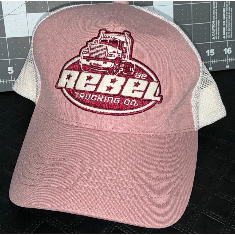 American Eagle Rebel Trucking Co Trucker Hat Pink Snapback Cap Vintage Style